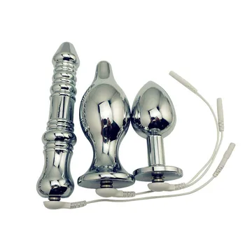 Új nagy áramütés öröm pod szonda orvosi kezelés fém anális butt plug vibrátor vagina BDSM electro szex stimulátor játék