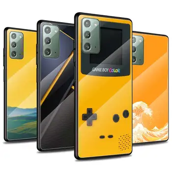 Divat Edzett Üveg Telefon tok Samsung Galaxy Note 20 Ultra 5G 8 9 10 Fedezze coque közelében Fundas Király sárga
