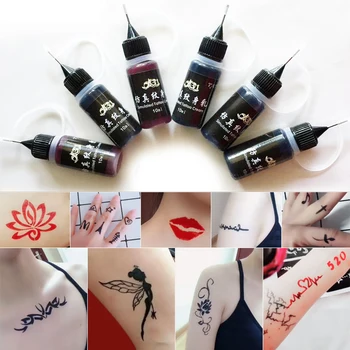 10ml 6 Szín Ideiglenes Tetoválás Vízálló Tinta Nem mérgező Biztonsági Tartós Lé DIY Színes Zselé Art Tattoo Pigment Festékek, Eszközök