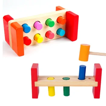 Fa Ver Padon Kalapács Kisgyermek Játékai 2 3 4 5 6 Év Oktatási Baba Houten Speelgoed Montessori