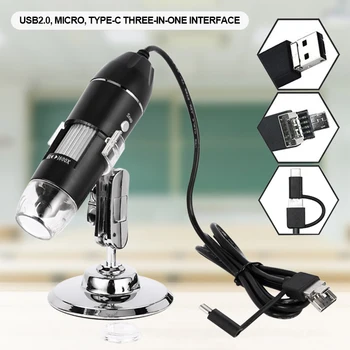 Hordozható Elektronikus Mikroszkóp Digitális Mikroszkóp Kamera 3 in1 C-Típusú USB-Forrasztás LED Nagyító mobiltelefon Javítás