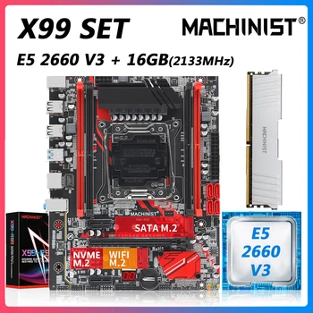 Machinsit X99 Alaplap Combo Kit LGA 2011-3 XEON E5 2660 V3 PROCESSZOR Processzor 16GB DDR4 2133 ECC Memória Négy-csatorna