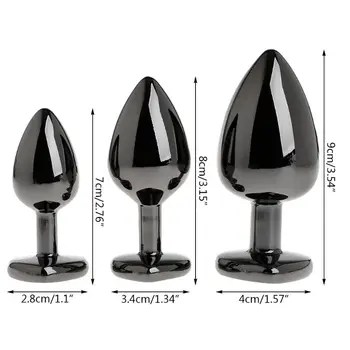 Kezdő Plug Anális Alumínium Ötvözet Szív Alakú Strasszos Fenék Szex Játékok Dildó Anál Plug 3 Méret S M L