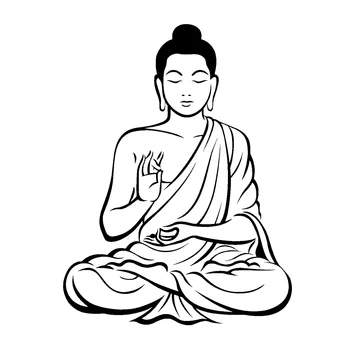 DIY Fekete Fali Matrica Meditál Buddha Matrica Cserélhető Művészet Freskó lakberendezés