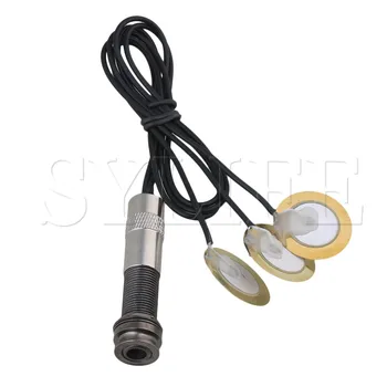 3 Érzékelő Gitár Piezo Kapcsolat Mikrofon Pickup Fekete 6.35 mm Jack