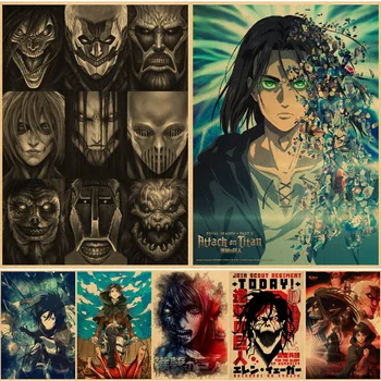 2022 Új Japán Klasszikus Anime Támadás Titán Szezon 4 Plakát Kraft Papír Nyomatok, Poszterek, Haza Szoba Dekor Art Fali Matricák