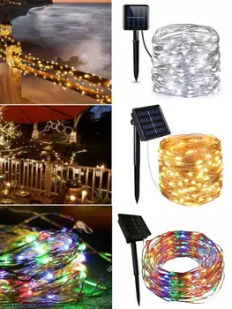 LED Kültéri Szolár Lámpa String Fények 60/100 Led Tündér Ünnep, Karácsonyi Party Garland Napelemes Kerti Vízálló 6/10m Napelemes Lámpa