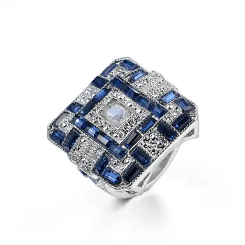 Luxus Női Gyűrű 925 Sterling Ezüst Rakható Hercegnő Tér CZ Ujj Gyűrű a Nők Ígéretét, Esküvői Ékszer, Ajándék
