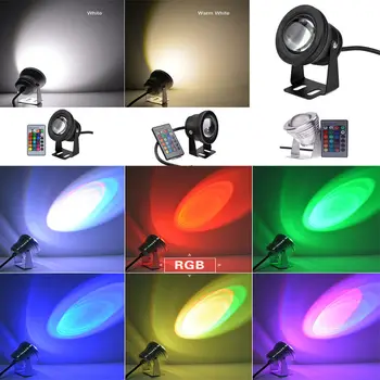 10W 12V RGB LED IP68 Víz alatti Spot Lámpa Kerti Tó, Medence, Akvárium Lámpa Távirányító
