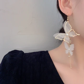 Tündér Pillangó Fülbevaló Hosszú Tassel Fülbevaló koreai Eltúlzott Nagy Fülbevalók Divat Fülbevaló Karika Fülbevaló Fülbevaló Női