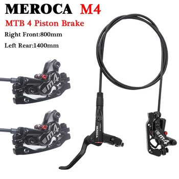 MEROCA MT420 MTB Kerékpár, Hidraulikus tárcsafék Bike 4 Dugattyús Olaj Lemez Kétoldalú Fék Jobb Első/Bal Hátsó 800/M8000 1400mm