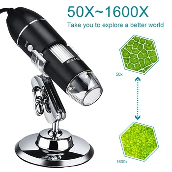 3 Az 1-ben Endoszkóp Kamera Állvány Android Laboratóriumi 8 LED 1600X Szakmai Biológiai HD USB Digitális Mikroszkóp Kézi