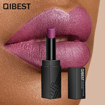 QiBest34 szín fekete cső matt rúzs, vízálló, tartós szexi gyöngyházfényű, hidratáló szájfény kozmetikai TSLM2