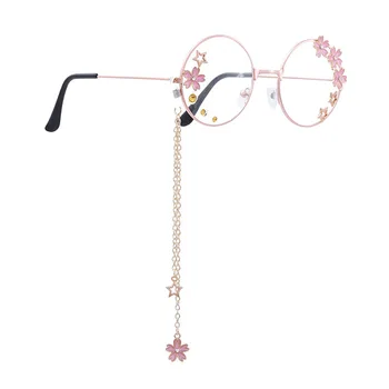 A Nők Szemüveg Keretek Sakura Csillag Medál Fém Kerek Tiszta Lencse Szemüveg Dekoratív Lányok