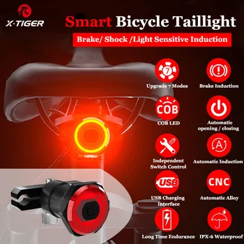 X-TIGRIS Kerékpár Fény Okos MTB Kerékpár hátsó Lámpa LED USB Akkumulátor, Vízálló Seatpost Biztonsági Figyelmeztetés Kerékpár Lámpa Zseblámpa