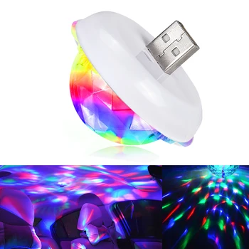 1db Autó Led Auto USB Környezeti Fény DJ RGB Mini Színes, Zene, Hang, Fény USB-C Interfészt, az Apple Felület Ünnepi Buli, Karaoke