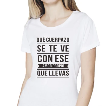 Divat spanyol camiseta mujer Levél Nyomtatás Női póló felső Rövid ujjú básico Alkalmi ing, Fehér, Fekete Hölgy, t-shirt, póló