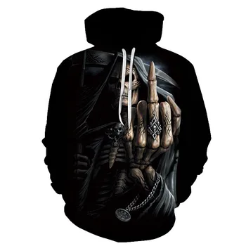 Őszi Háború fekete férfi kapucnis felső 3D Nyomtatás Vicces Koponya Kapucnis Streetwear Harajuku Pulóver Pulóver Hip-hop Kabát Férfi Melegítő