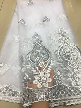 Promóció! 2019 Kiváló minőségű francia nettó csipke afrikai csipke anyag esküvői ruha nigériai csipke, flitter ingyenes szállítási LYX01I