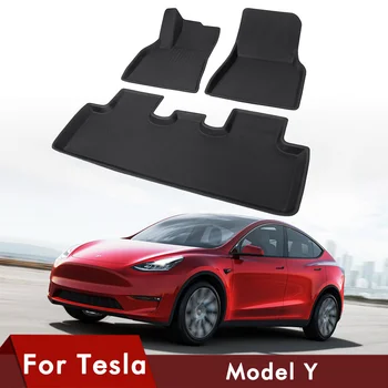 3pcs Autó Tesla Model Y Szőnyegek A Tesla Model Y 2021 Tartozékok TPE Új design csúszásmentes AllWeather tesla y Szőnyegek