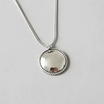 Mininalism 925 Sterling Ezüst színű, Kerek Medál, Nyaklánc, női Kiegészítők, Veterán Női Nyaklánc nyaklánc Ékszer