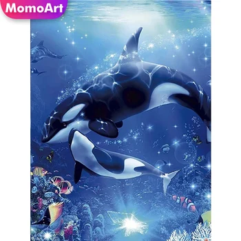 MomoArt 5D DIY Gyémánt Festmény Delfin Gyémánt-Mozaik Cápa Állat Teljes Gyakorlat Tér Hímzés Óceán Cross Stitch Kézműves