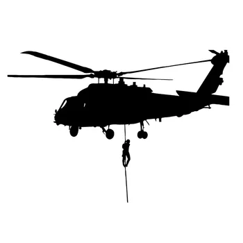 16.2 cm*11.2 cm-es Helikopter-légierő-Katonai Vinil Autó Matrica, Dekor Fekete/Ezüst S3-6195