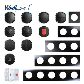 Wallpad DIY Modul-Fekete Alumínium Fali Kapcsoló LED Kijelző funkciógomb Ingyenes Kombináció 1 2 3 4 5 Többszörös Keret