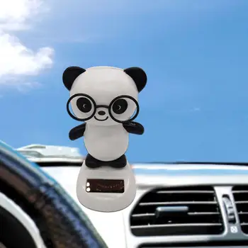 Szép Szemüveg Panda Napenergia Lengő Baba Autó Belső Dísz, Ajándék, Sok Szerencsét Belső Dekoráció Autó Műszerfal Játékok
