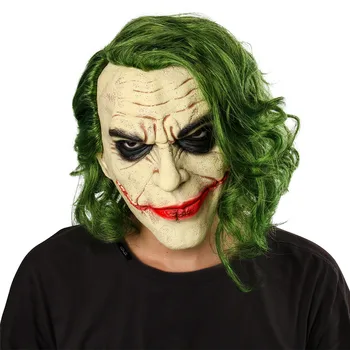 Halloween Latex Maszk A Sötét Lovag Cosplay Horror Ijesztő Maszkot Joker Maszk Zöld Haj Paróka Party Jelmez Kellékek