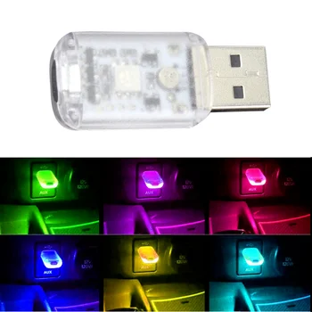 Autós USB Színes Hangulat Fény Hordozható Autó Belső RGB Környezeti Lámpa Este Romantikus Fények