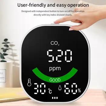 Hordozható CO2-3 Érzékelő levegőminőségi Monitoring CO2-Mérő Szén-Dioxid Kimutatása USB újratölthető akkumulátor Beltéri