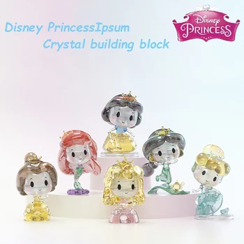 Új Disney Hercegnő Crystal Tömb Diy Ábra Modell Baba Épület Játékok Belle Ariel Hófehérke Hamupipőke Dekoráció Gyermek Ajándékok