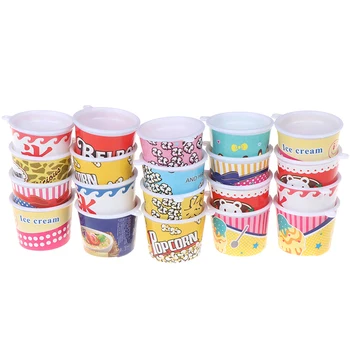 4DB/Szett Ice Cream Cups/Pop Corn Cups/Miniatúrák Étkészlet/Tündér Kert Gnome/Moss Terrárium Berendezés/Bonsai DIY Baba Kiegészítők