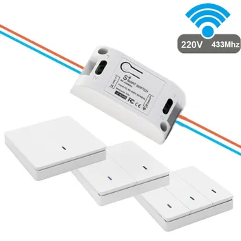 433 mhz-es Vezeték nélküli Smart Switch RF Távvezérlő Vevő LED-es Nyomógomb Vezérlő 86 Fali Panel Jeladó, Kapcsoló Haza