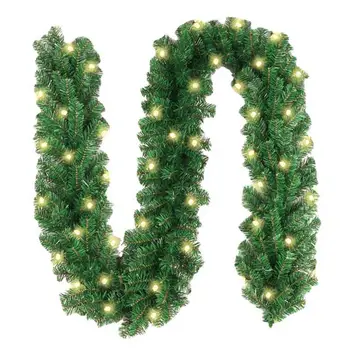 A mesterséges Fenyő Koszorú 8.86 Láb-Zöld Mesterséges Kivilágított Karácsonyi Koszorú Beltéri, mind Kültéri Dekoráció 30 LED Világítás