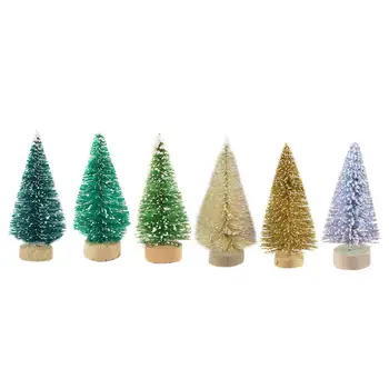 12 Részes Mini Karácsonyfa Szizál Selyem Cédrus - Dekoráció Kis Karácsonyfa - Arany, Ezüst, Kék, Zöld, Fehér Mini Fa