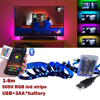 1-8m elemes LED Szalag Lámpa USB-Bluetooth-RGB 5050 5V TV Asztal Képernyő Háttérvilágítás Dióda Szalag lakberendezés Bár Dekoráció