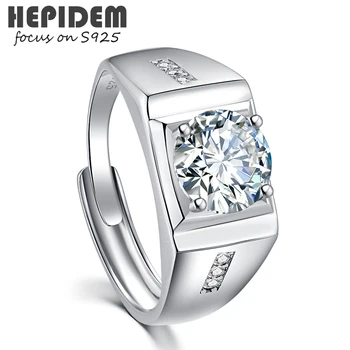 HEPIDEM 100% 2ct 8 mm-es D Moissanite 925 Sterling Ezüst Gyűrű 2022 Új Gyémánt vizsgán Átmentem Ékszer Férfi S925 Esküvői Ajándék 1669