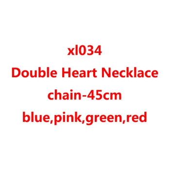 Dupla Szív Nyaklánc nemesacél medál mérete 10mm kék, zöld, rózsaszín, piros szín