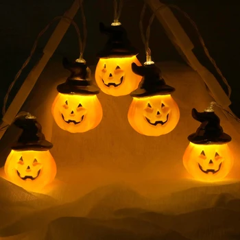 10/20 LED Lámpás a Halloween Ünnepi Fények String Kézi DIY Tök fényfüzér elemes Dekoratív fényfüzér