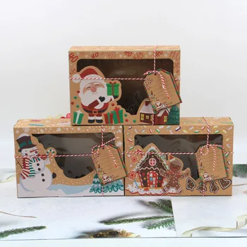 3Pcs Mix Papír Ajándék Dobozok Nagy Méretű, Karácsonyi Édesség, Torta Cookie-k Csomagolás Ajándék Doboz Hóember Mikulás Ajándék Kártya
