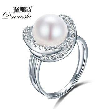 Dainashi Jól Kereszt Kör Gyűrűk Nők 925 Sterling Ezüst Ékszerek Természetes Fehér Gyöngy Ékszer Állítható Gyűrű 2019 Ékszerek