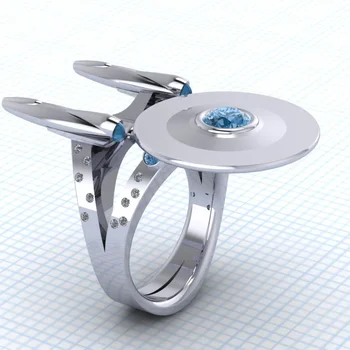 2021 Új Star Trek Jel Gyűrű Star Trek Film Gyűrű Kreatív 925 Ezüst Koktél Gyűrű, Ékszerek, Ajándék, Születésnapi Party