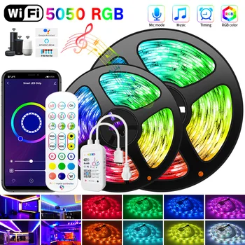 WIFI LED Szalag 5M-30M 5050 Bluetooth RGB LED Szalag Lámpa Vízálló LED Szalag Lámpa Alexa Szalag Fény TV Háttérvilágítás Asztali