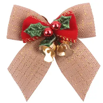 8CM Karácsonyi csokornyakkendő, Vas Bell Kézműves Bowknot A karácsonyfa Lóg Dekoráció Karácsonyi Ajándék Doboz, Beltéri Dísz Masnival