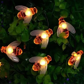 50LED 7M Szimuláció a mézelő Méhek Napenergia String Lámpa Tündér Lámpák Akkumulátor Füzér Kert Karácsonyi Ünnep Deco LED Solar