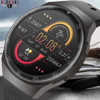 LIGE 2021 Új, Teljes Érintőképernyős Fitness Tracker Intelligens Karóra Férfi pulzusmérő Vérnyomás Smartwatch Android iOS+Doboz