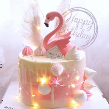 Torta Topper rózsaszín Flamingó Dekoráció Esküvői party Kellékek DIY Haza Torta Dekoráció dekoráció Valentin születésnapi party