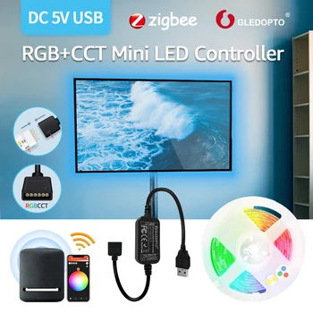 ZIGBEE Led Szalag Vezérlő Mini Dimmer DC5V RGBCCT Színek Szalag Fény USB Controller Hub APP/Alexa hangvezérlés LED